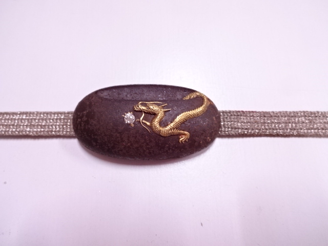 アンティーク　沙法造　ダイアモンド・K18 彫金象嵌龍（21.75グラム）